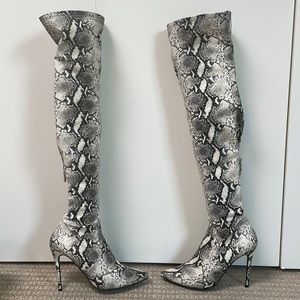 Steve Madden “Debbie” snake print over the knee boot